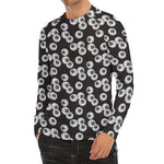 Black And White Eyeball Pattern Print Men's Long Sleeve Rash Guard