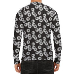 Black And White Eyeball Pattern Print Men's Long Sleeve Rash Guard