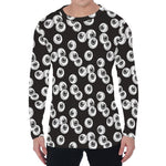 Black And White Eyeball Pattern Print Men's Long Sleeve T-Shirt