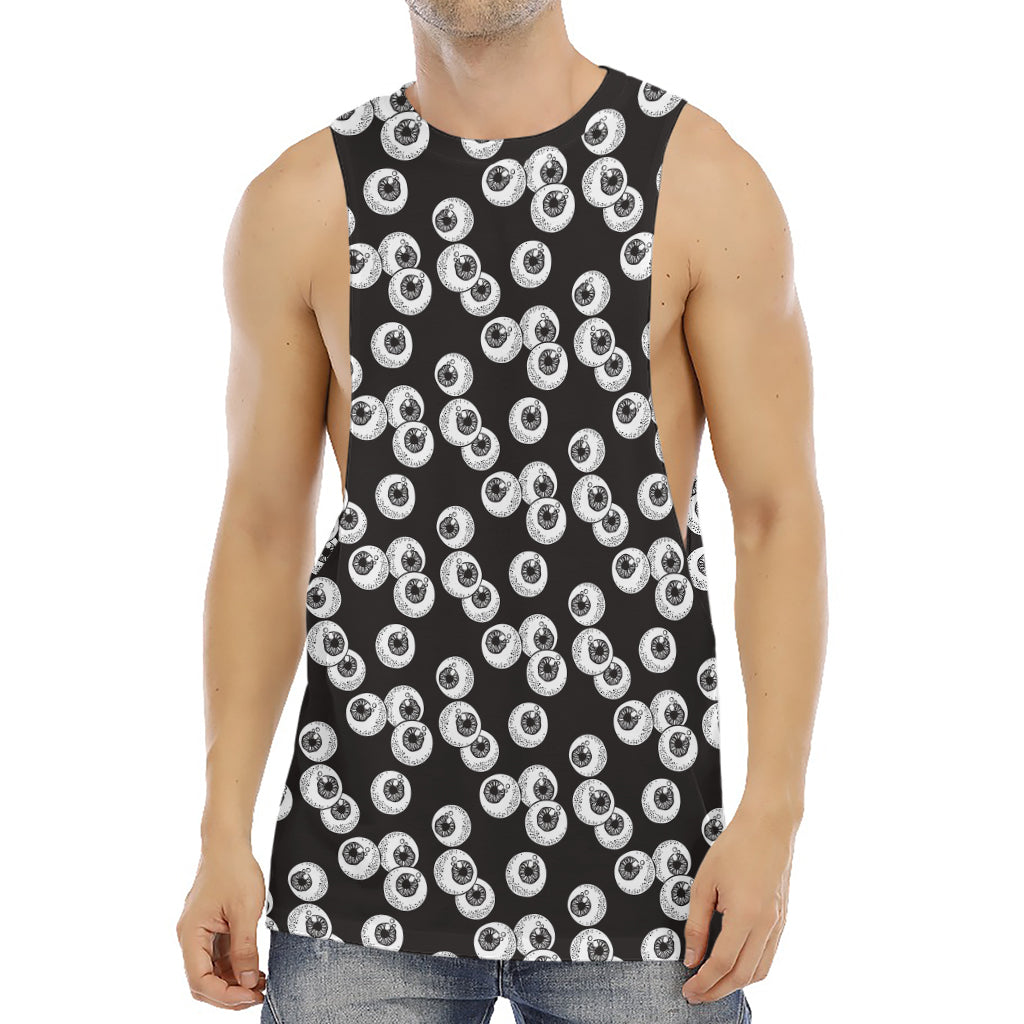 Black And White Eyeball Pattern Print Men's Muscle Tank Top
