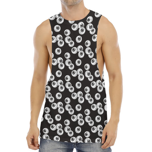 Black And White Eyeball Pattern Print Men's Muscle Tank Top