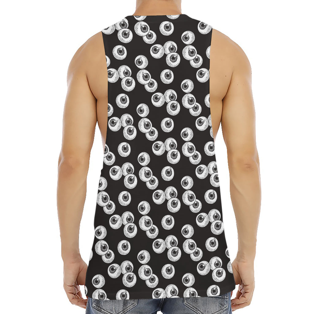 Black And White Eyeball Pattern Print Men's Muscle Tank Top