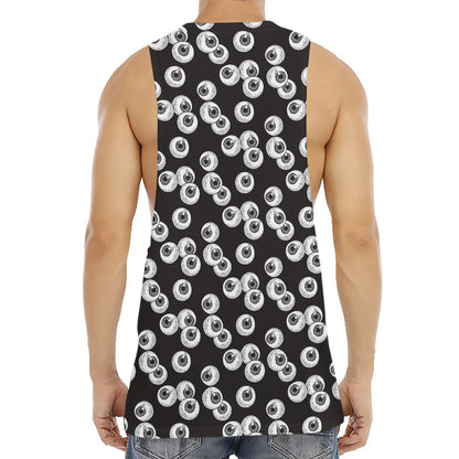 Black And White Eyeball Pattern Print Men's Muscle Tank Top