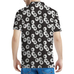 Black And White Eyeball Pattern Print Men's Polo Shirt