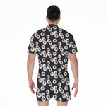 Black And White Eyeball Pattern Print Men's Rompers