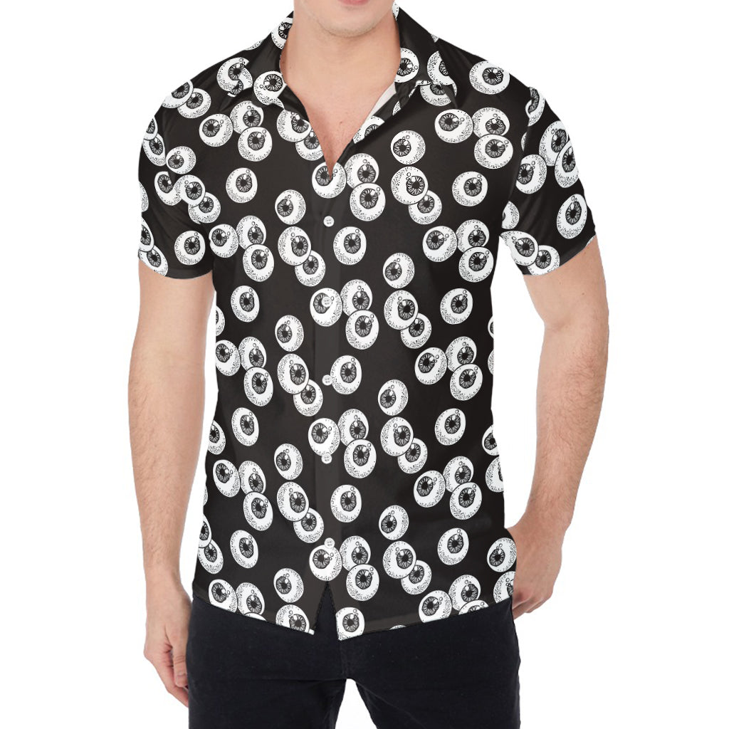 Black And White Eyeball Pattern Print Men's Shirt