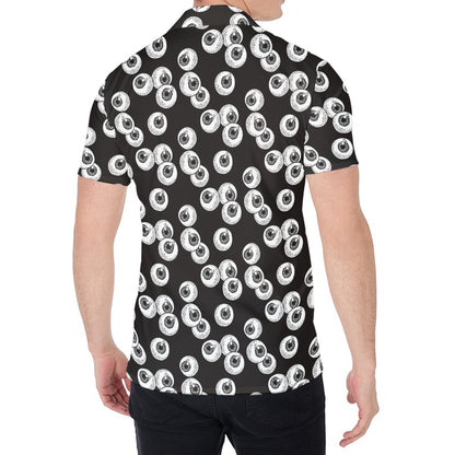 Black And White Eyeball Pattern Print Men's Shirt