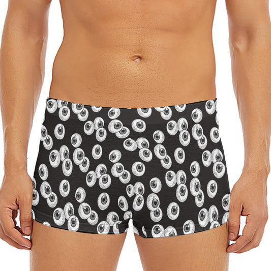 Black And White Eyeball Pattern Print Men's Short Boxer Briefs