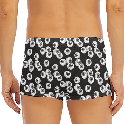 Black And White Eyeball Pattern Print Men's Short Boxer Briefs