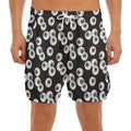 Black And White Eyeball Pattern Print Men's Split Running Shorts
