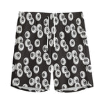 Black And White Eyeball Pattern Print Men's Sports Shorts
