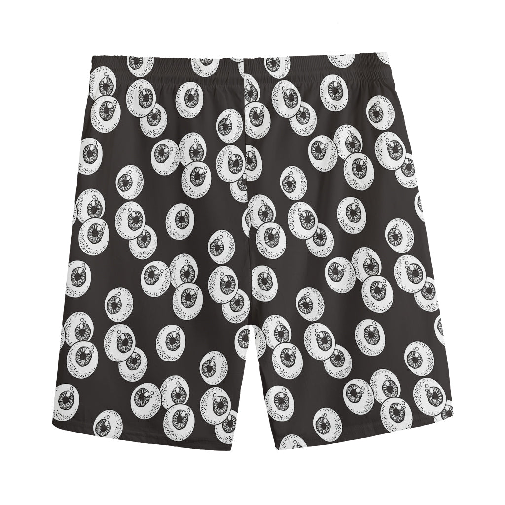 Black And White Eyeball Pattern Print Men's Sports Shorts