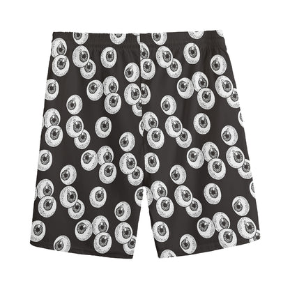 Black And White Eyeball Pattern Print Men's Sports Shorts