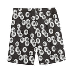 Black And White Eyeball Pattern Print Men's Sports Shorts