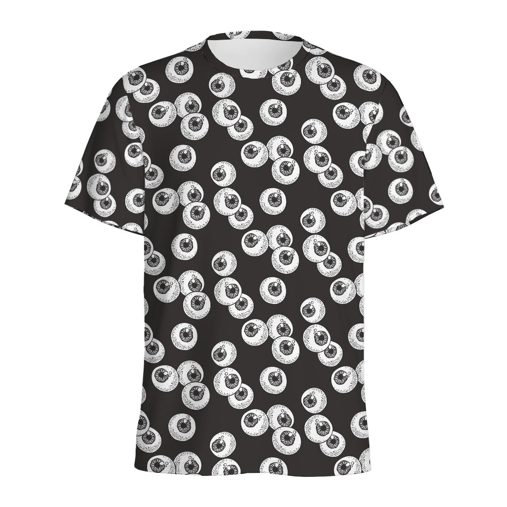 Black And White Eyeball Pattern Print Men's Sports T-Shirt
