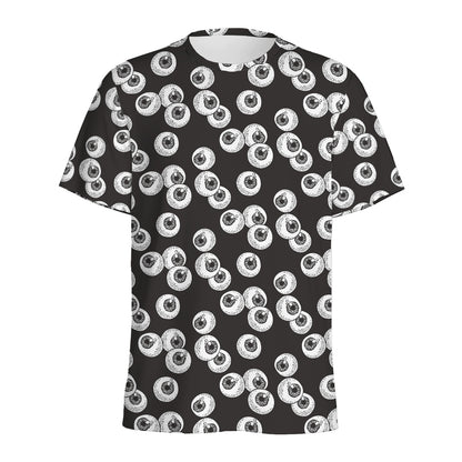 Black And White Eyeball Pattern Print Men's Sports T-Shirt