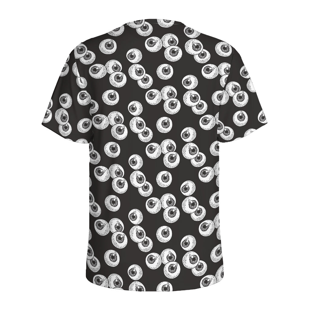 Black And White Eyeball Pattern Print Men's Sports T-Shirt