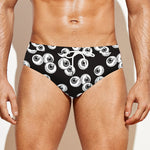 Black And White Eyeball Pattern Print Men's Swim Briefs