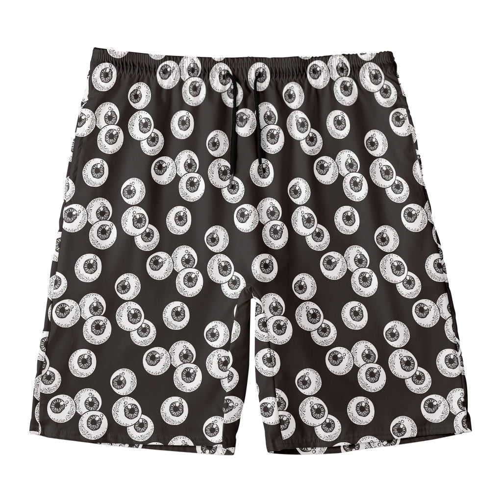 Black And White Eyeball Pattern Print Men's Swim Trunks