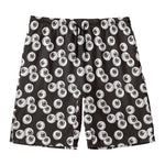 Black And White Eyeball Pattern Print Men's Swim Trunks