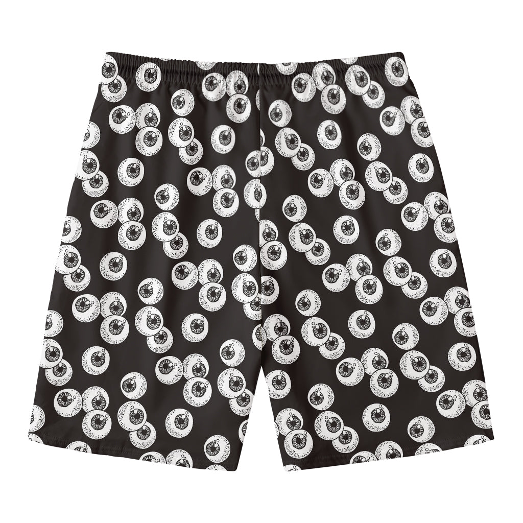 Black And White Eyeball Pattern Print Men's Swim Trunks