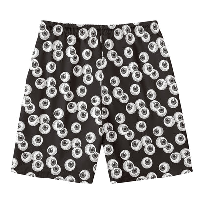 Black And White Eyeball Pattern Print Men's Swim Trunks
