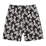 Black And White Eyeball Pattern Print Men's Swim Trunks