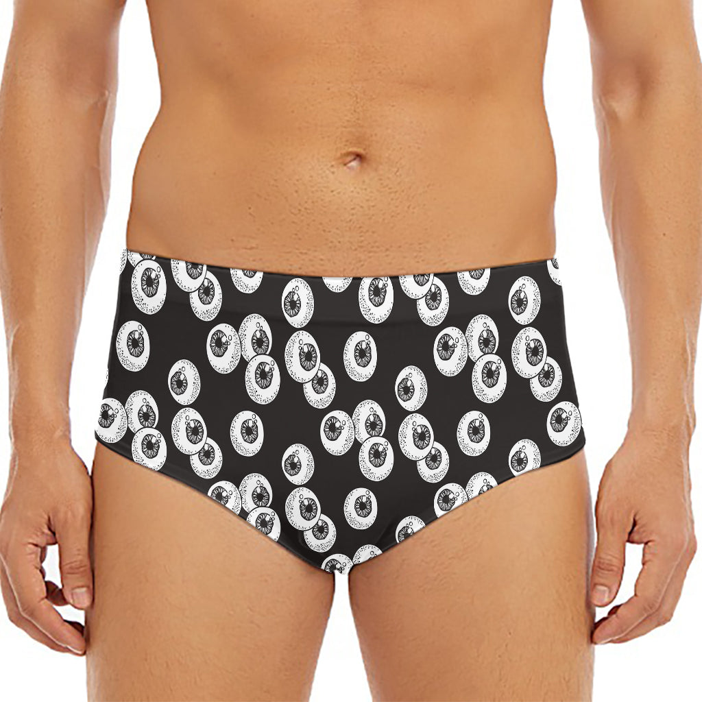 Black And White Eyeball Pattern Print Men's Triangle Swim Briefs