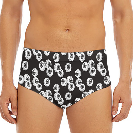 Black And White Eyeball Pattern Print Men's Triangle Swim Briefs