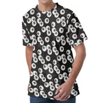 Black And White Eyeball Pattern Print Men's Velvet T-Shirt