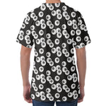 Black And White Eyeball Pattern Print Men's Velvet T-Shirt