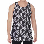 Black And White Eyeball Pattern Print Men's Velvet Tank Top