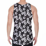 Black And White Eyeball Pattern Print Men's Velvet Tank Top