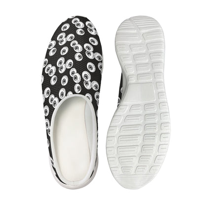 Black And White Eyeball Pattern Print Mesh Casual Shoes
