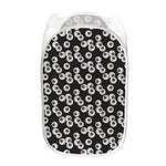 Black And White Eyeball Pattern Print Mesh Laundry Hamper