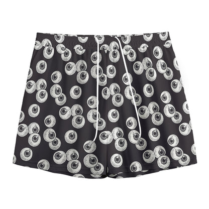 Black And White Eyeball Pattern Print Mesh Shorts