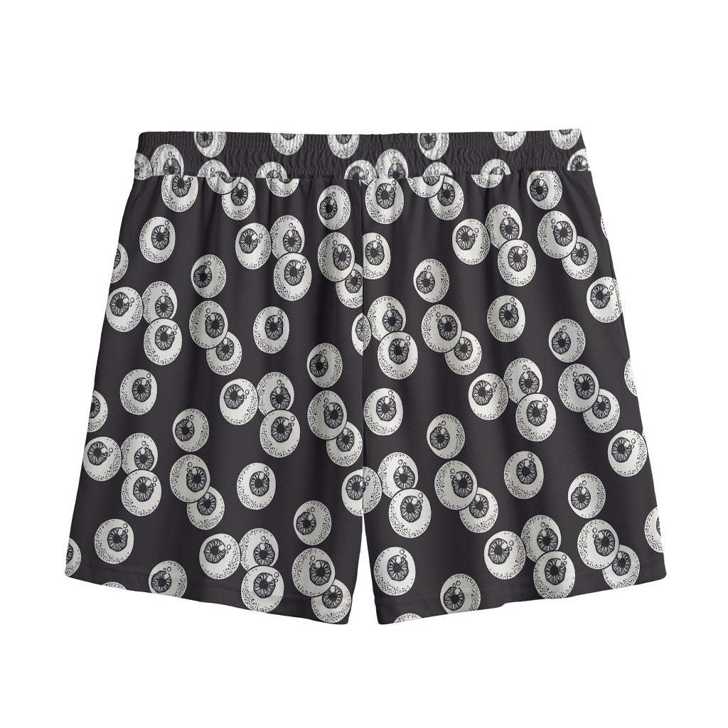 Black And White Eyeball Pattern Print Mesh Shorts
