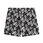 Black And White Eyeball Pattern Print Mesh Shorts
