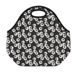 Black And White Eyeball Pattern Print Neoprene Lunch Bag