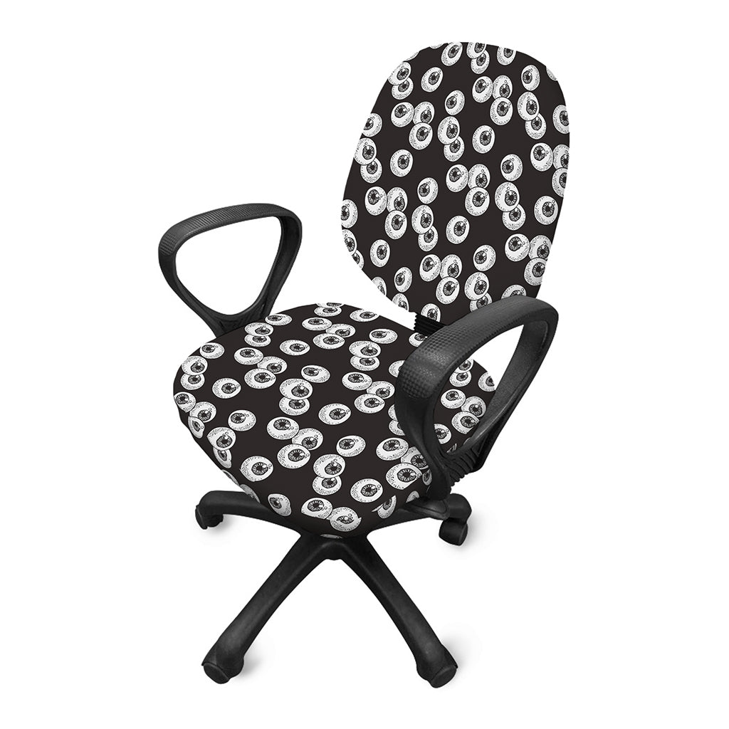 Black And White Eyeball Pattern Print Office Chair Cover