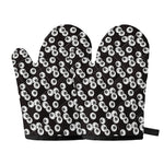 Black And White Eyeball Pattern Print Oven Mitts