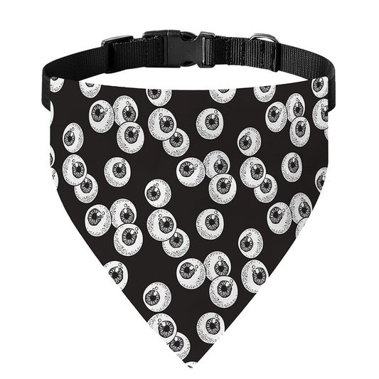 Black And White Eyeball Pattern Print Over The Collar Dog Bandana