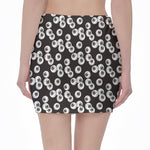 Black And White Eyeball Pattern Print Pencil Mini Skirt