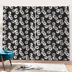 Black And White Eyeball Pattern Print Pencil Pleat Curtains