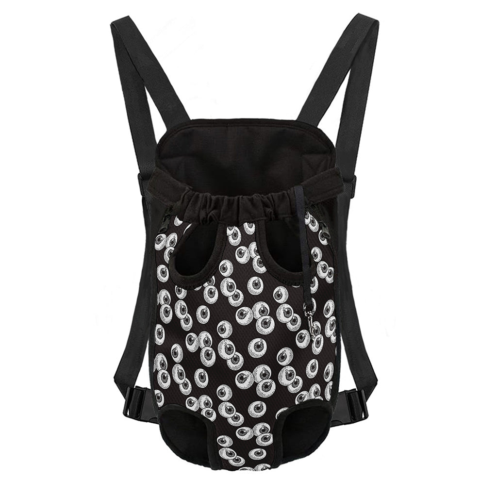 Black And White Eyeball Pattern Print Pet Carrier Backpack