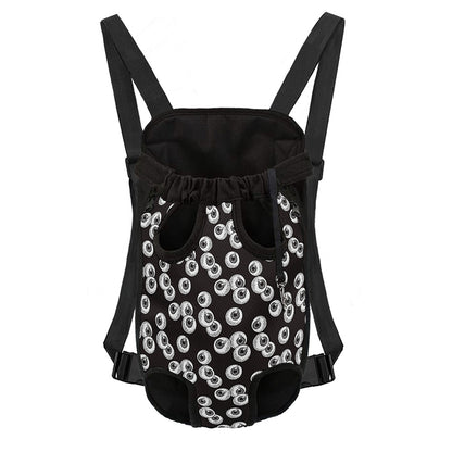 Black And White Eyeball Pattern Print Pet Carrier Backpack