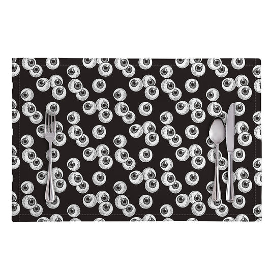 Black And White Eyeball Pattern Print Placemat