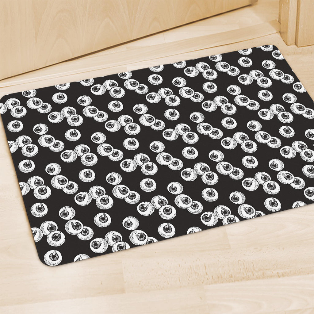 Black And White Eyeball Pattern Print Polyester Doormat