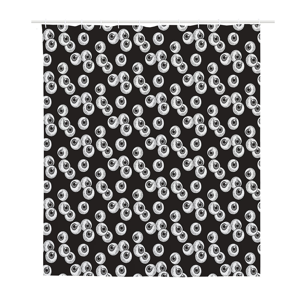 Black And White Eyeball Pattern Print Polyester Shower Curtain