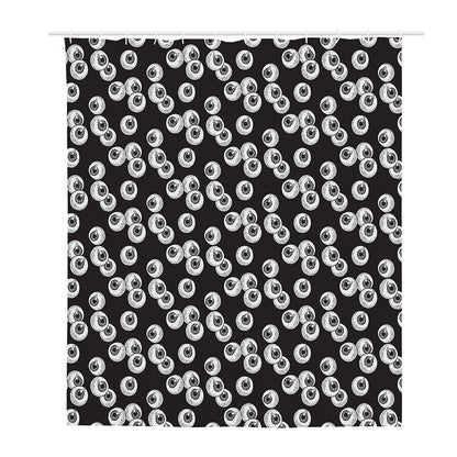 Black And White Eyeball Pattern Print Polyester Shower Curtain